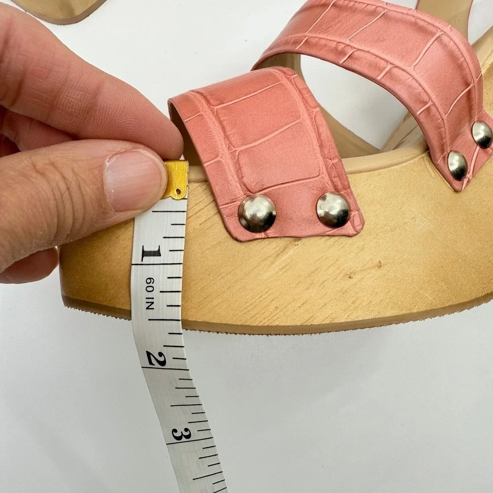 NEW Sam Edelman ROSALIND Platform Sandals WOOD Block Heel Ankle Leather 9.5 PINK